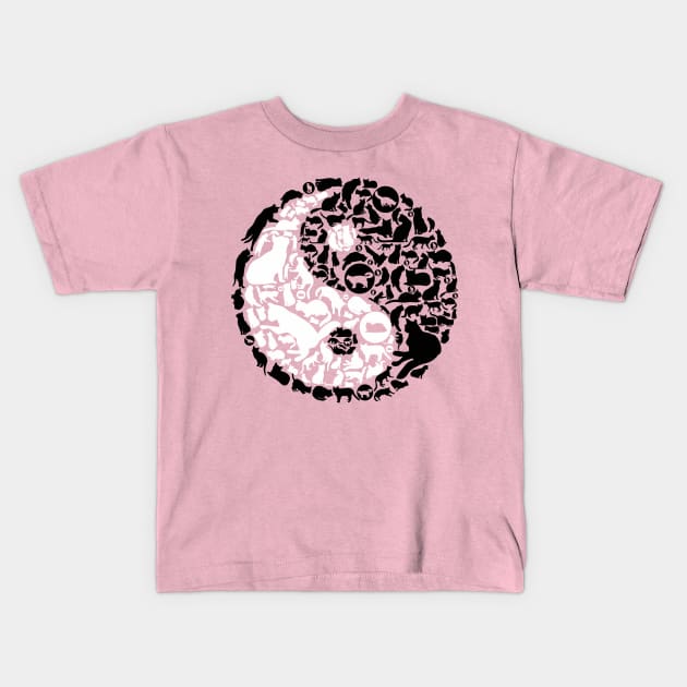 Yin Yang Cats Kids T-Shirt by Hammer&Heat Imagineering